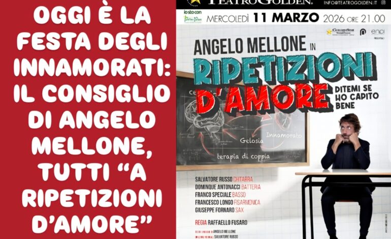  Angelo Mellone debutta al Teatro Golden con Ripetizioni d’amore